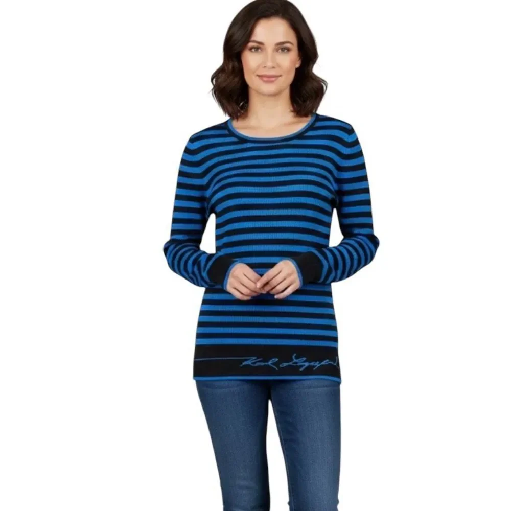 NWT Karl Lagerfeld Paris Signature Stretch Knit Sweater Size M